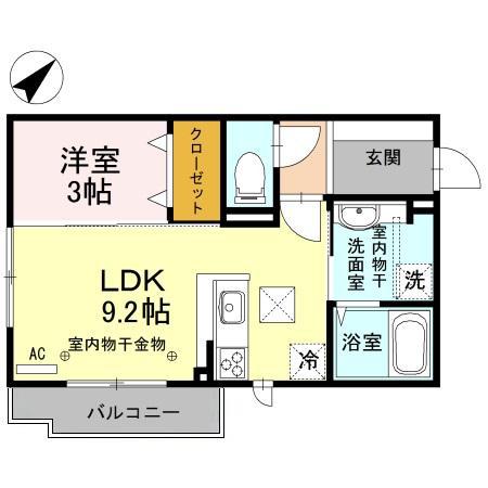 CANARD(1LDK/1階)の間取り写真