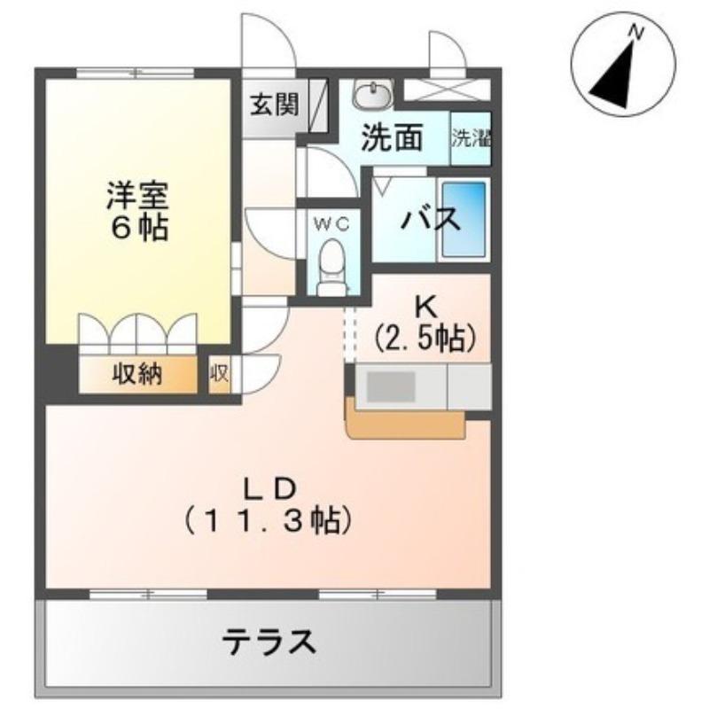 アーバンコートT.B棟(1LDK/1階)の間取り写真