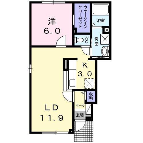 ガロファーノ(1LDK/1階)の間取り写真