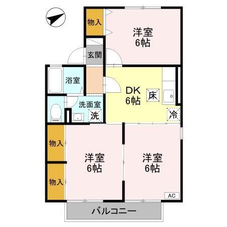 セジュール清栄 A(3DK/1階)の間取り写真