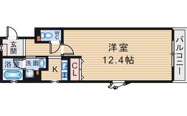 キリベアート(1K/3階)の間取り写真