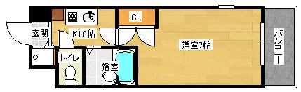 センチュリー皆実(1K/3階)の間取り写真