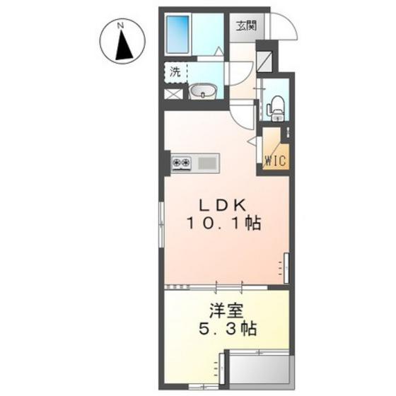RKマンション(1LDK/4階)の間取り写真
