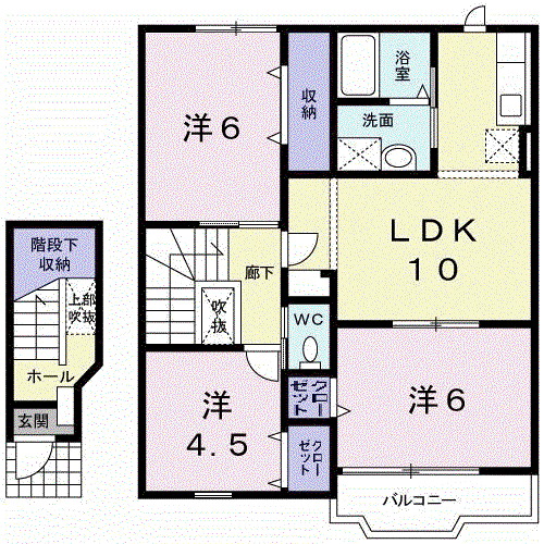 ピエ・デル・モンテ(2LDK/2階)の間取り写真