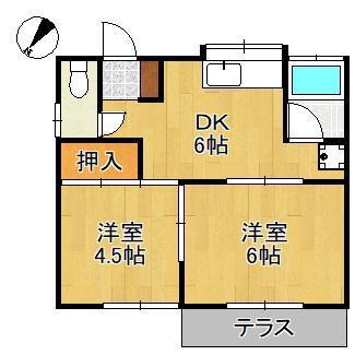 山門ハイツ(2DK/1階)の間取り写真