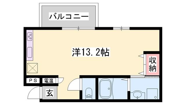 ラ・ベリーザ南今宿(ワンルーム/2階)の間取り写真