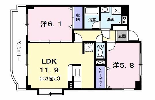 クール・メゾン(2LDK/2階)の間取り写真