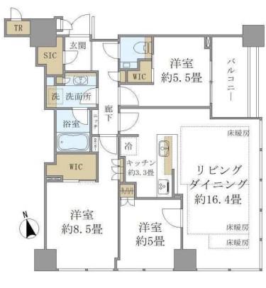 白金ザ・スカイ東棟(3LDK/19階)の間取り写真