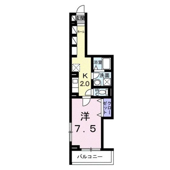 カーサ フェリーチェ 小瀬(1K/3階)の間取り写真