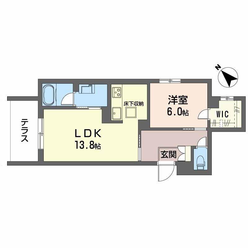 カヴァリエーレ(1LDK/1階)の間取り写真