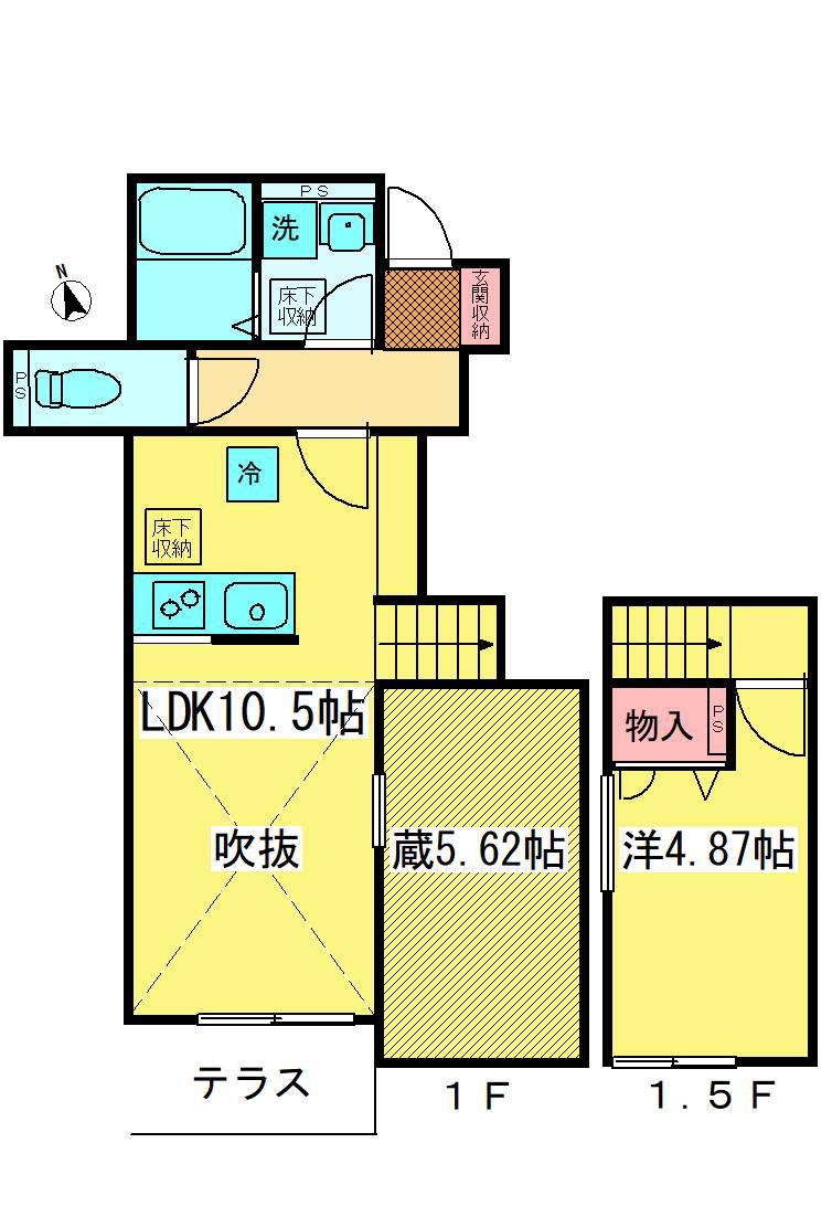 ヤマスアパートメント蔵(1LDK/1階)の間取り写真