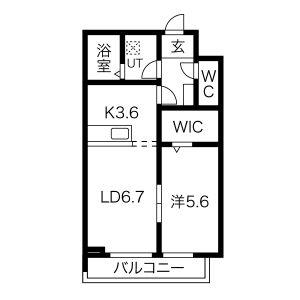 メリディアン高橋(1LDK/2階)の間取り写真