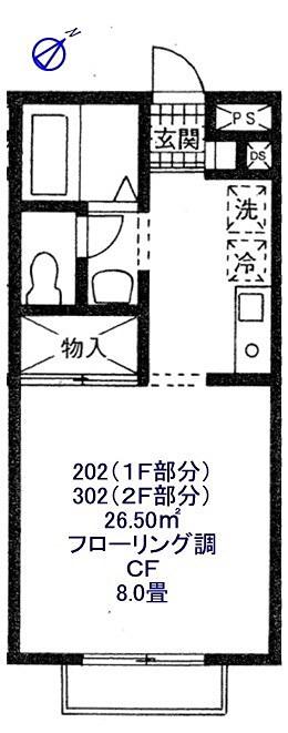 クレストヒルズK(1K/2階)の間取り写真