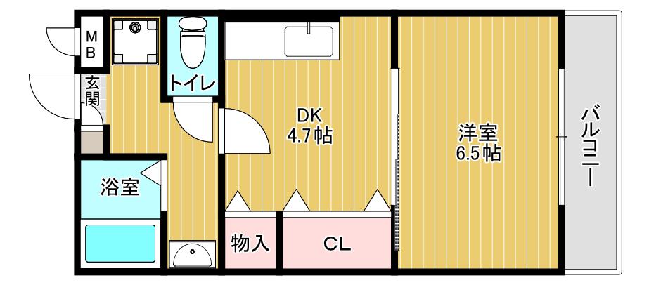 サンオーシャン(1DK/1階)の間取り写真