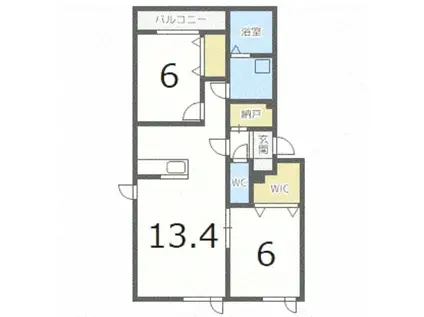 コスモルラシオン(2LDK/2階)の間取り写真