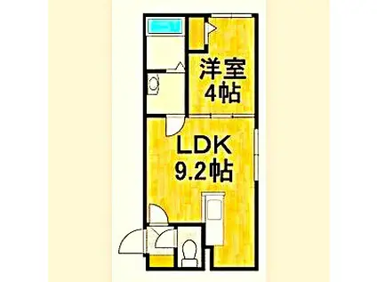 マリオットFビレッジ(1LDK/2階)の間取り写真