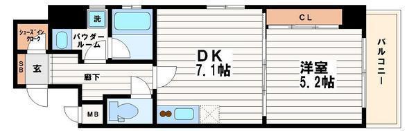 フレンシアノイエ内本町(1DK/3階)の間取り写真