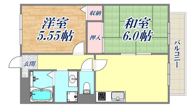 ハイム桜谷(2LDK/1階)の間取り写真
