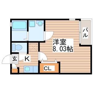 クレフラスト幸町D(1K/1階)の間取り写真