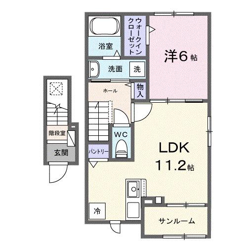 SORA(1LDK/2階)の間取り写真