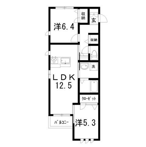  ベレオ一ツ橋(2LDK/3階)の間取り写真
