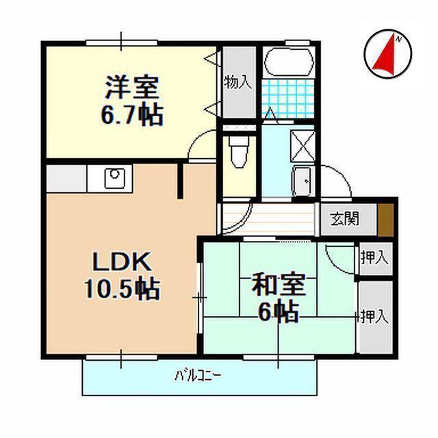 ボヌールA(2LDK/2階)の間取り写真