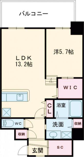 RISO CORE(1LDK/4階)の間取り写真