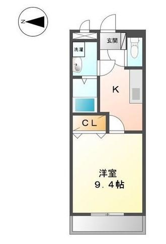 エスポワール壱番館(1K/4階)の間取り写真
