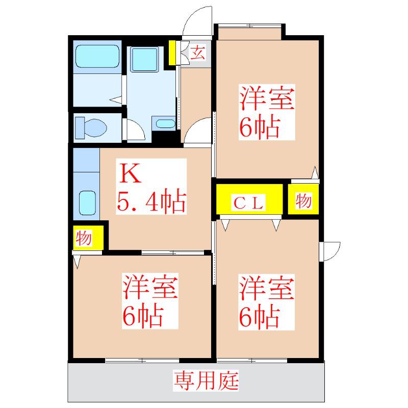 LA・REIMU本町(3K/1階)の間取り写真