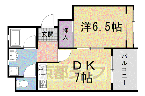 嵐山ロイアルハイツ(1DK/2階)の間取り写真