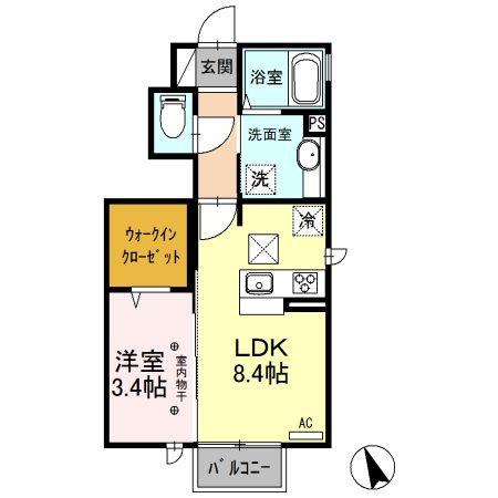 プログレ A(1LDK/1階)の間取り写真
