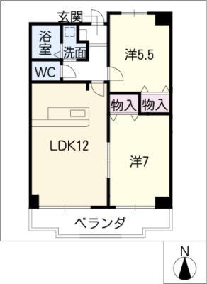 ベルドミール葵22(2LDK/1階)の間取り写真