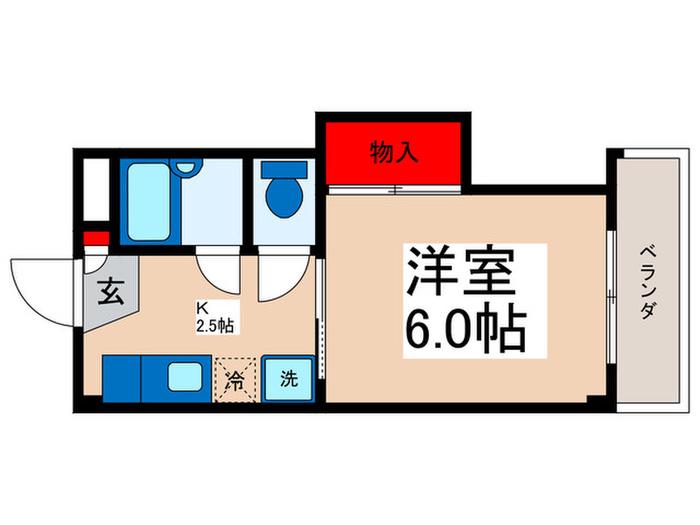 シャトレ浦安(1K/2階)の間取り写真