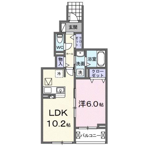 クレシェント(1LDK/1階)の間取り写真
