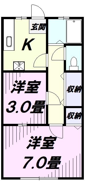 渡ビル(2K/3階)の間取り写真