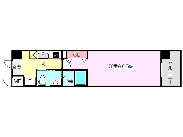 ウインズコート新大阪(1K/2階)の間取り写真