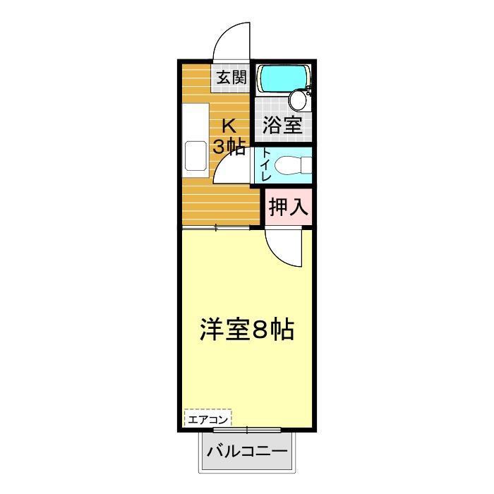 Y・VIP(1K/2階)の間取り写真