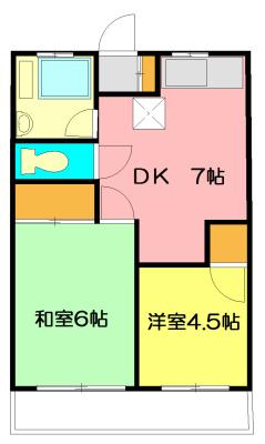 山口ハウスビル(2DK/4階)の間取り写真