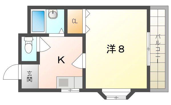 クレセント中村(1K/2階)の間取り写真