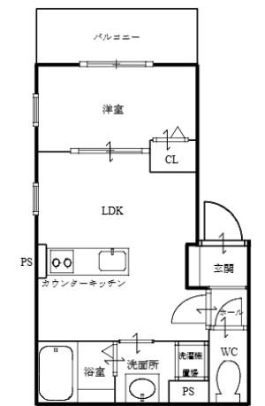 ルピナス・ルート(1LDK/1階)の間取り写真