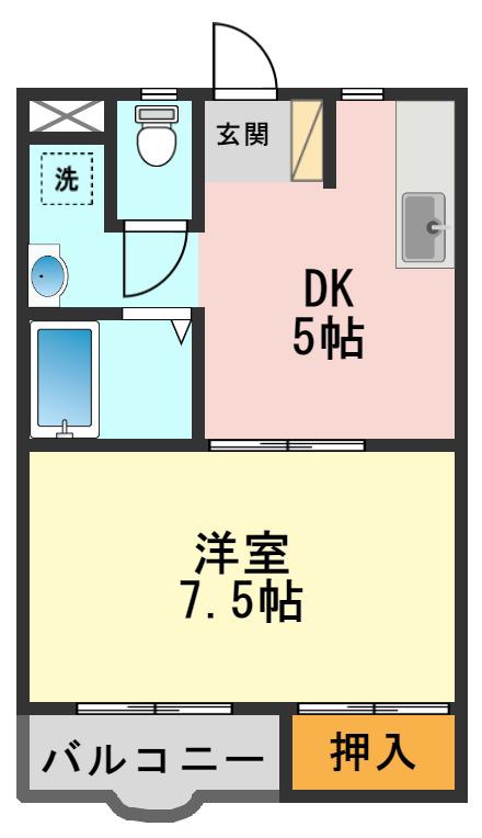 マンション・メイトキ(1DK/4階)の間取り写真