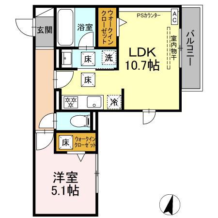 CLAIR島田(1LDK/1階)の間取り写真
