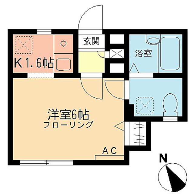 ヒルトップ(1K/2階)の間取り写真