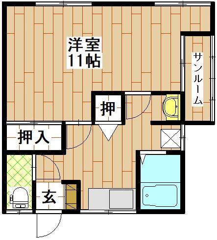 コーポ扇I(1K/2階)の間取り写真