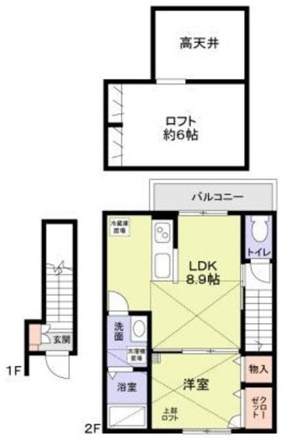フォレストメゾン西船橋ウエスト(1LDK/2階)の間取り写真