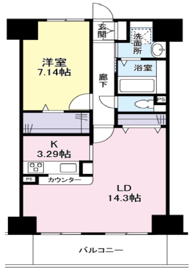 エスヴェール北梅田(1LDK/4階)の間取り写真