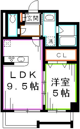 カサ・ポルト(1LDK/3階)の間取り写真