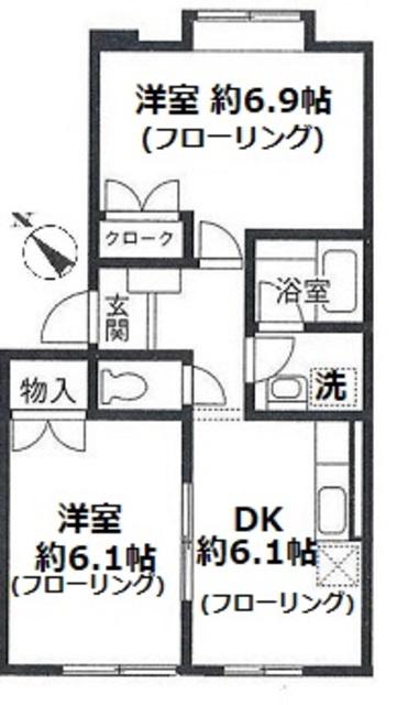 アトリオ千年(2DK/1階)の間取り写真