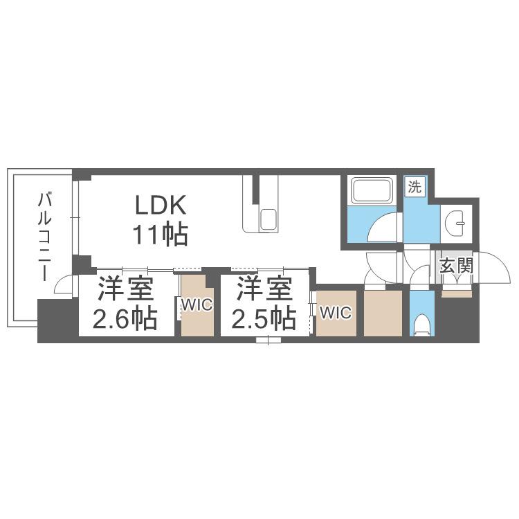 コンフォリア・リヴ淡路町一丁目(2LDK/7階)の間取り写真