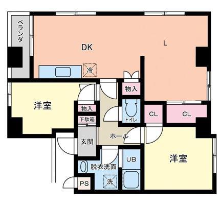 ガーデンハイツ芦屋南宮町(2LDK/3階)の間取り写真
